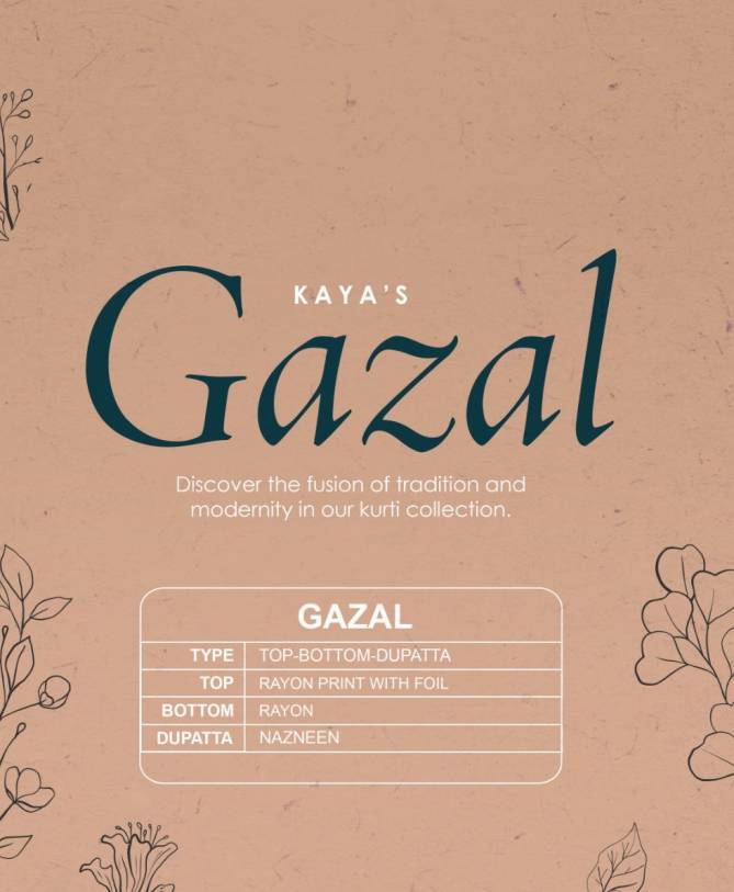 Gazal By Kaya Rayon Alia Cut Kurti With Bottom Dupatta Catalog